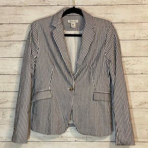 Rachel Zoe Stretch Pinstripe Jacket White Blue Size M